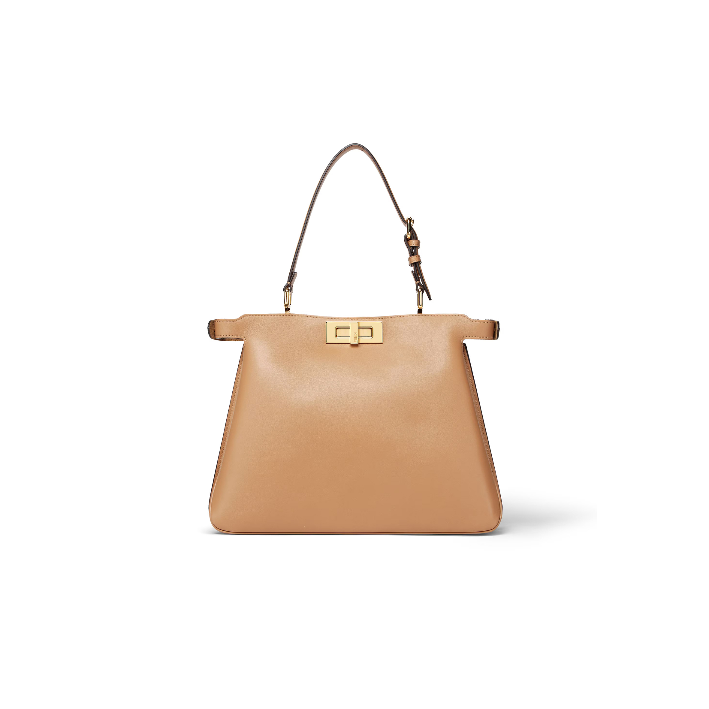 F**di peekaboo soft medium cappuccino-colored leather bag 8bn353aovhf19p8 (33*25.5*10cm)